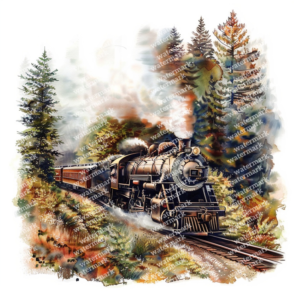 【商用利用可】列車の水彩クリップアート20点セット|高解像度JPG|乗り物・旅行素材|ペーパークラフト・ジャンクジャーナル素材