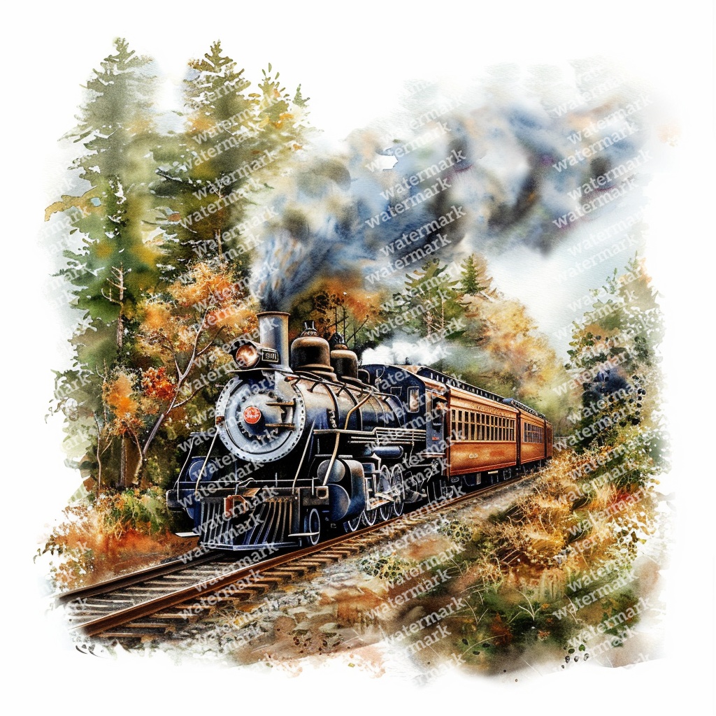【商用利用可】列車の水彩クリップアート20点セット|高解像度JPG|乗り物・旅行素材|ペーパークラフト・ジャンクジャーナル素材
