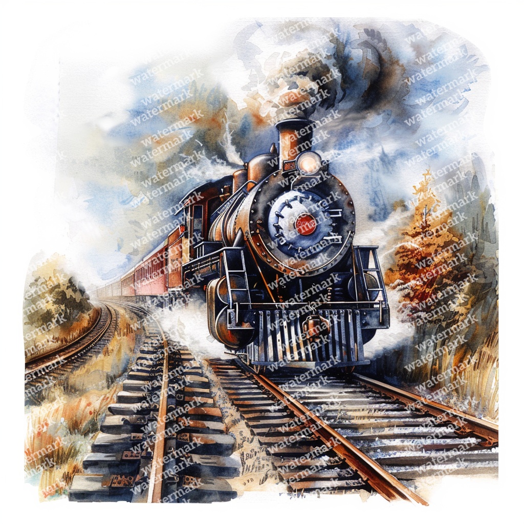 【商用利用可】列車の水彩クリップアート20点セット｜高解像度JPG｜乗り物・旅行素材｜ペーパークラフト・ジャンクジャーナル素材