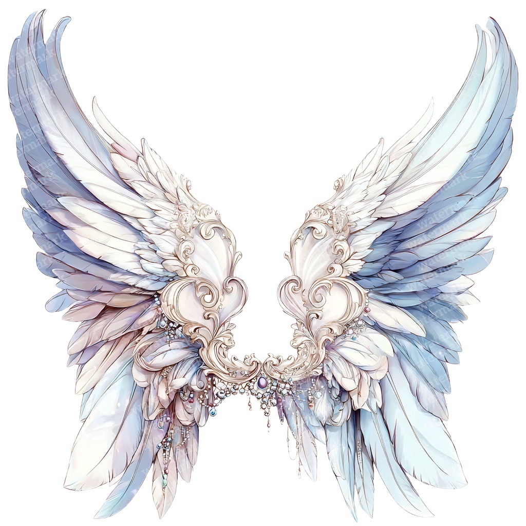【商用利用可】天使の羽の水彩クリップアート12点セット|高解像度・透過PNG|エンジェルウィング素材・ペーパークラフト・ジャンクジャーナル素材
