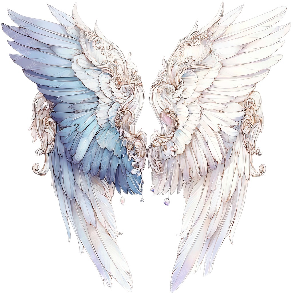 【商用利用可】天使の羽の水彩クリップアート12点セット|高解像度・透過PNG|エンジェルウィング素材・ペーパークラフト・ジャンクジャーナル素材