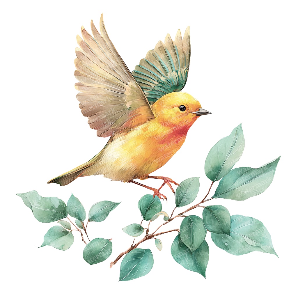 【商用利用可】カラフルな鳥の水彩クリップアート18点セット|高解像度・透過PNG|バード・ナチュラル素材|ペーパークラフト・ジャンクジャーナル素材