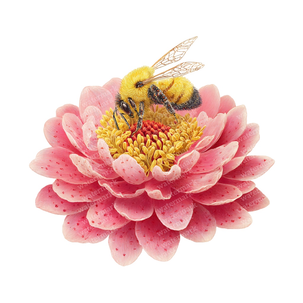 【商用利用可】ミツバチと花の水彩クリップアート20点セット|高解像度・透過PNG|ナチュラル・ボタニカル素材|ペーパークラフト・ジャンクジャーナル素材