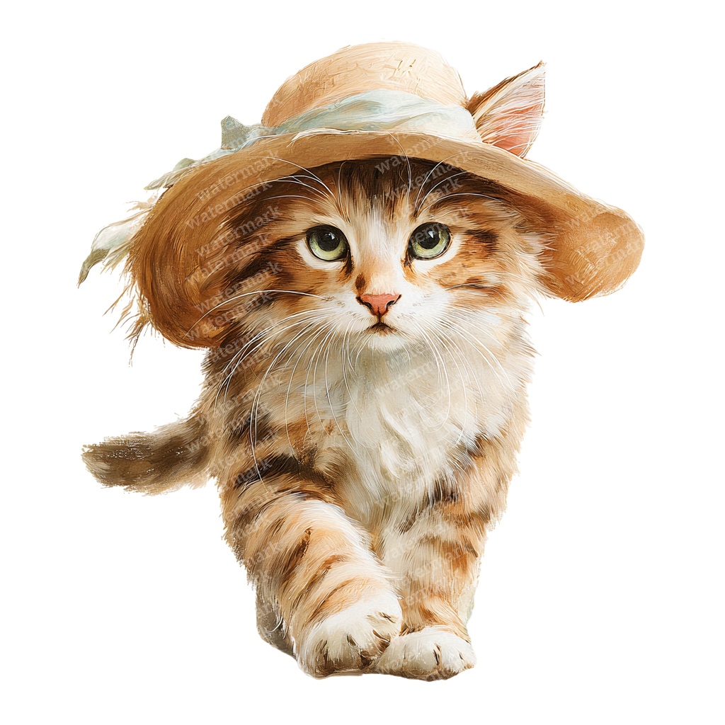 【商用利用可】かわいい子猫の水彩クリップアート20点セット|高解像度・透過PNG|猫素材・アニマルイラスト|ペーパークラフト・ジャンクジャーナル素材