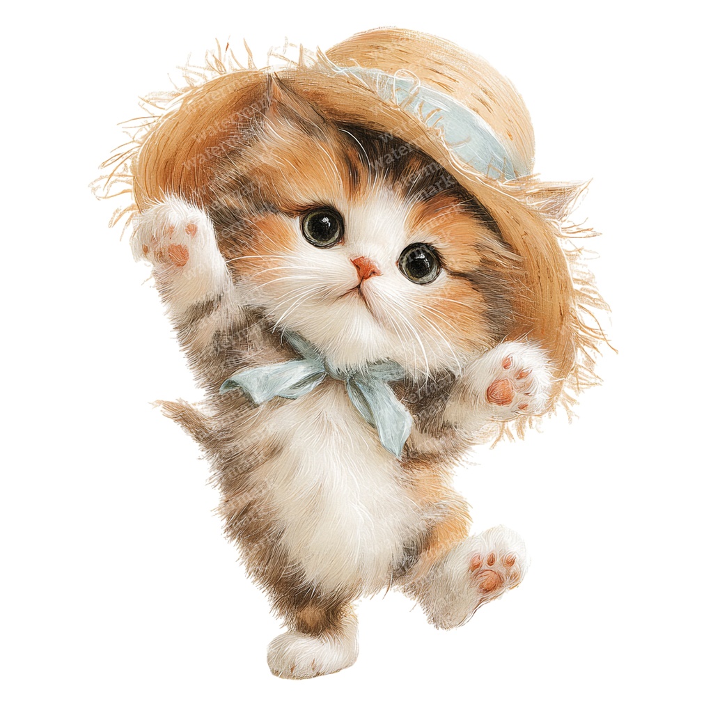 【商用利用可】かわいい子猫の水彩クリップアート20点セット|高解像度・透過PNG|猫素材・アニマルイラスト|ペーパークラフト・ジャンクジャーナル素材