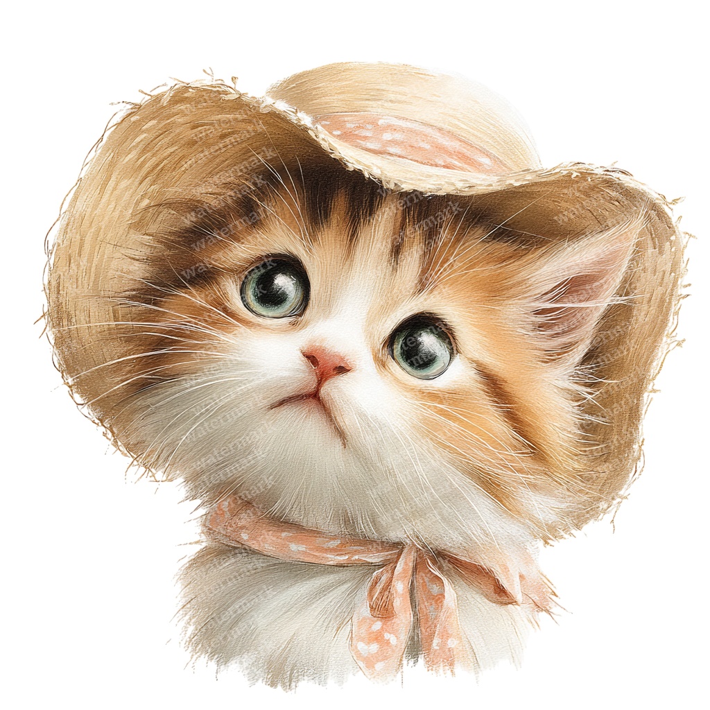 【商用利用可】かわいい子猫の水彩クリップアート20点セット|高解像度・透過PNG|猫素材・アニマルイラスト|ペーパークラフト・ジャンクジャーナル素材