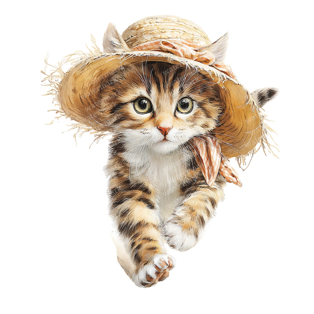 【商用利用可】かわいい子猫の水彩クリップアート20点セット|高解像度・透過PNG|猫素材・アニマルイラスト|ペーパークラフト・ジャンクジャーナル素材