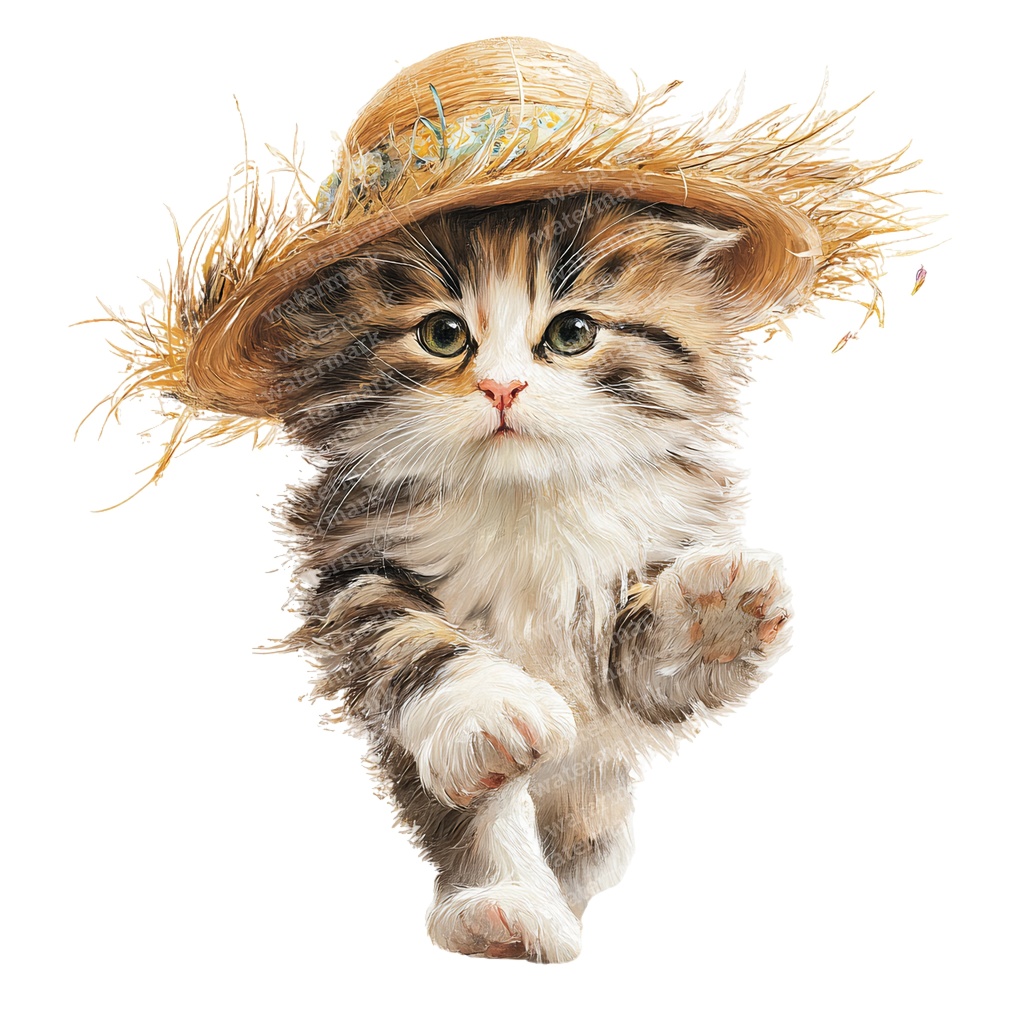 【商用利用可】かわいい子猫の水彩クリップアート20点セット|高解像度・透過PNG|猫素材・アニマルイラスト|ペーパークラフト・ジャンクジャーナル素材