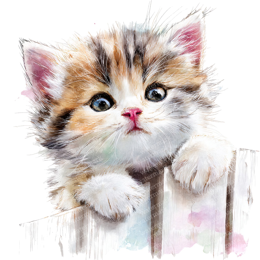【商用利用可】ふわふわ子猫の水彩クリップアート12点セット|高解像度・透過PNG|猫素材・アニマルイラスト|ペーパークラフト・ジャンクジャーナル素材