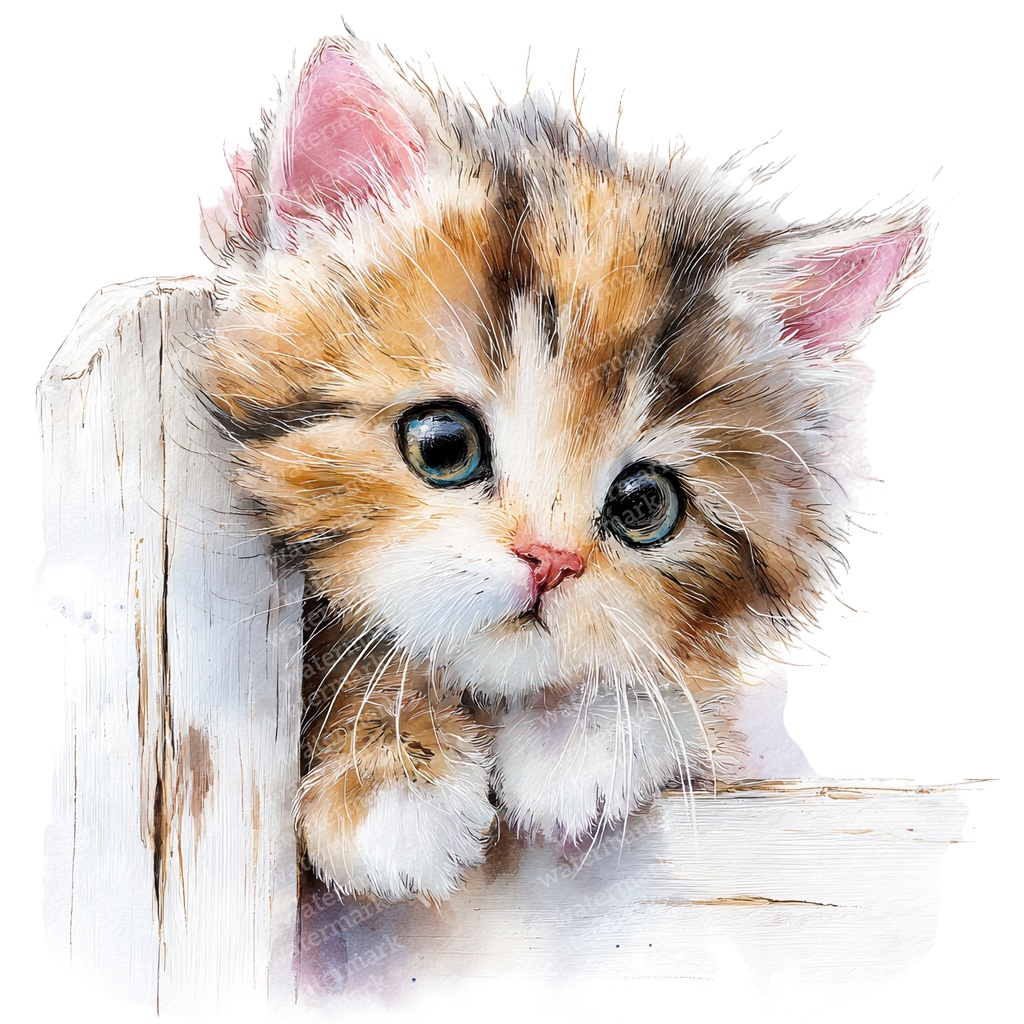 【商用利用可】ふわふわ子猫の水彩クリップアート12点セット|高解像度・透過PNG|猫素材・アニマルイラスト|ペーパークラフト・ジャンクジャーナル素材