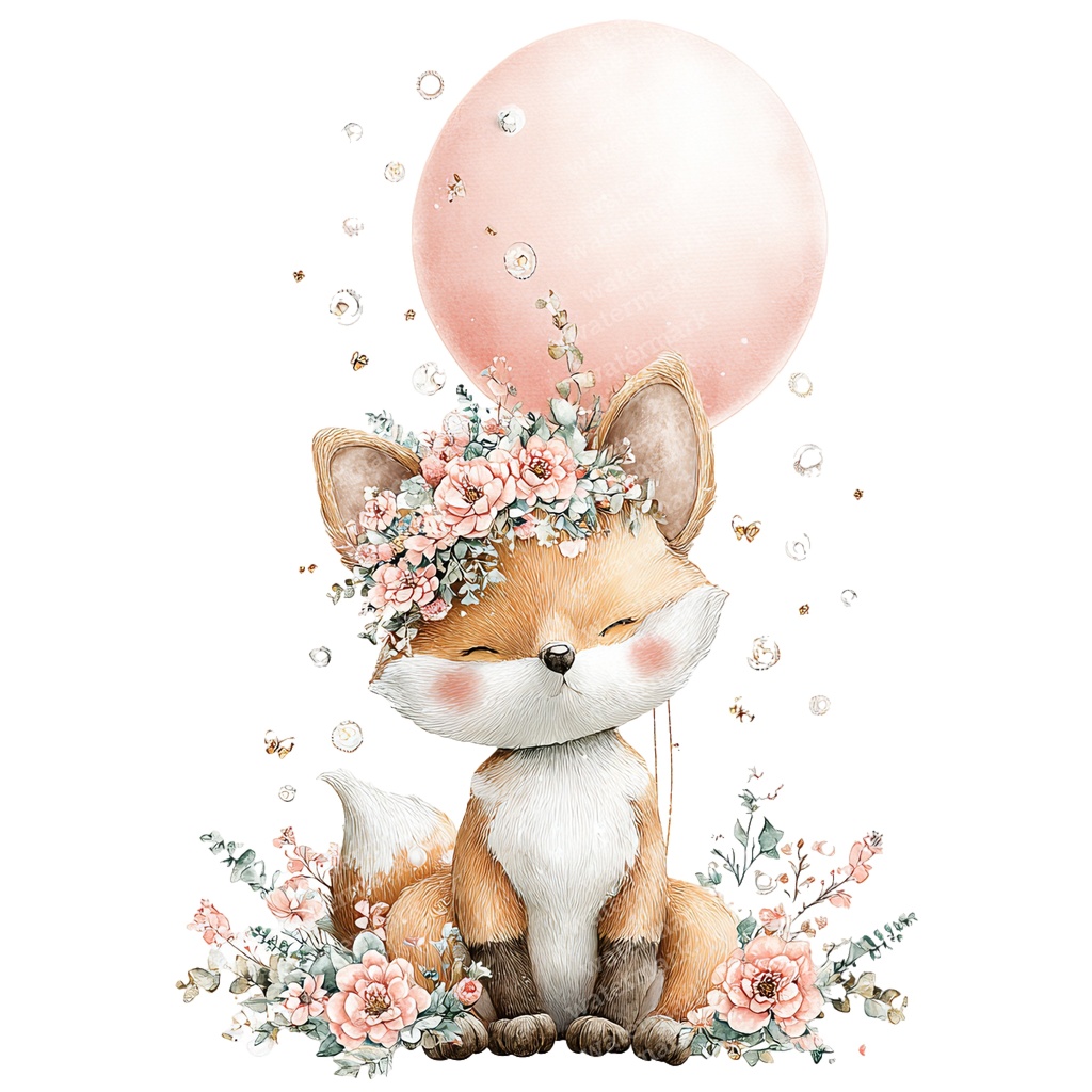 【商用利用可】花とキツネの水彩クリップアート20点セット|高解像度・透過PNG|フォックス・ナチュラル素材|ペーパークラフト・ジャンクジャーナル素材
