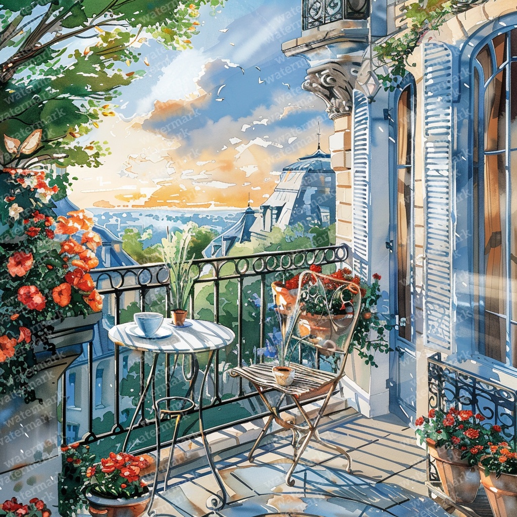 【商用利用可】夕暮れのコテージコア風景水彩クリップアート40点セット|高解像度JPG|ナチュラル・ノスタルジック素材|ペーパークラフト・ジャンクジャーナル素材