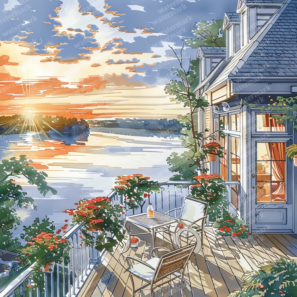【商用利用可】夕暮れのコテージコア風景水彩クリップアート40点セット|高解像度JPG|ナチュラル・ノスタルジック素材|ペーパークラフト・ジャンクジャーナル素材