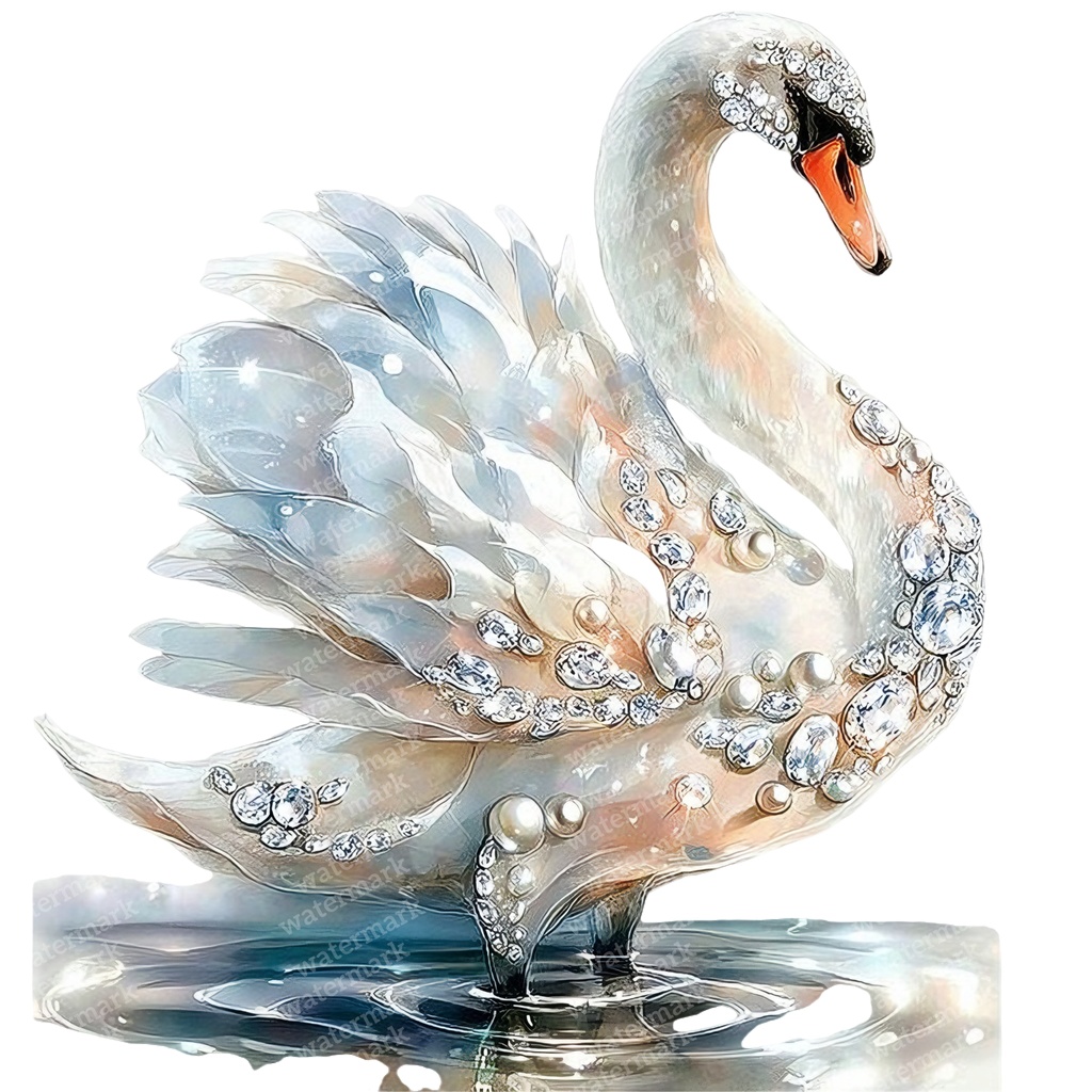 【商用利用可】ラグジュアリースワンの水彩クリップアート16点セット|高解像度・透過PNG|白鳥・エレガント素材|ペーパークラフト・ジャンクジャーナル素材