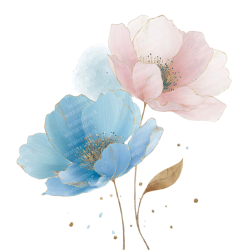 【商用利用可】フローラル水彩クリップアート20点セット|高解像度・透過PNG|花・ボタニカル素材|ペーパークラフト・ジャンクジャーナル素材