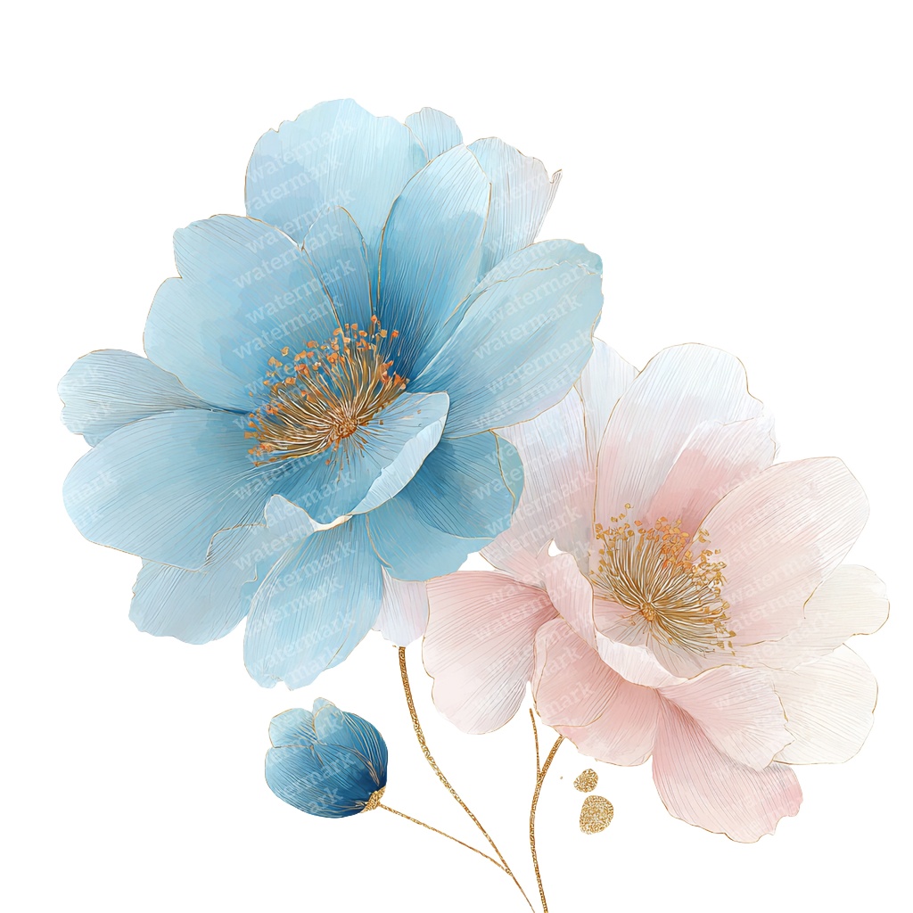 【商用利用可】フローラル水彩クリップアート20点セット|高解像度・透過PNG|花・ボタニカル素材|ペーパークラフト・ジャンクジャーナル素材