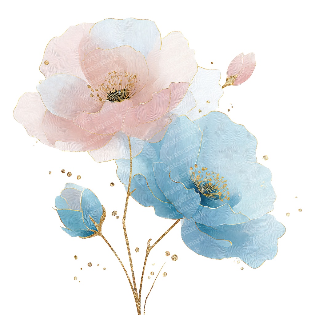 【商用利用可】フローラル水彩クリップアート20点セット|高解像度・透過PNG|花・ボタニカル素材|ペーパークラフト・ジャンクジャーナル素材