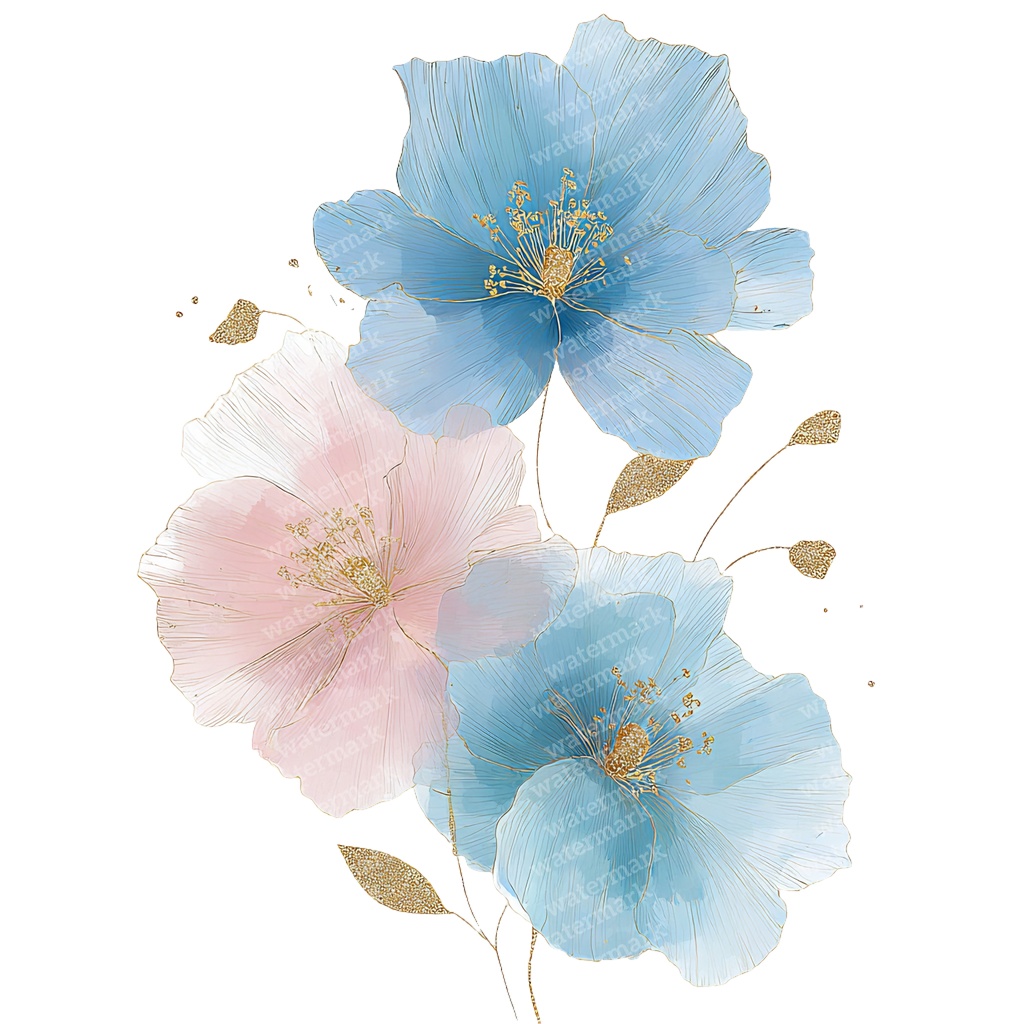 【商用利用可】フローラル水彩クリップアート20点セット|高解像度・透過PNG|花・ボタニカル素材|ペーパークラフト・ジャンクジャーナル素材