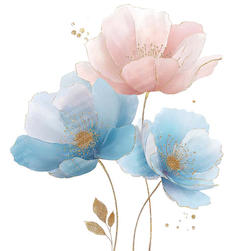 【商用利用可】フローラル水彩クリップアート20点セット|高解像度・透過PNG|花・ボタニカル素材|ペーパークラフト・ジャンクジャーナル素材
