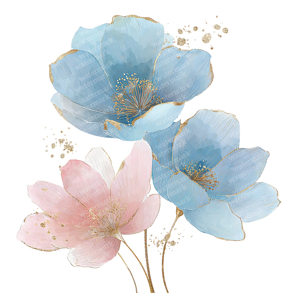 【商用利用可】フローラル水彩クリップアート20点セット|高解像度・透過PNG|花・ボタニカル素材|ペーパークラフト・ジャンクジャーナル素材