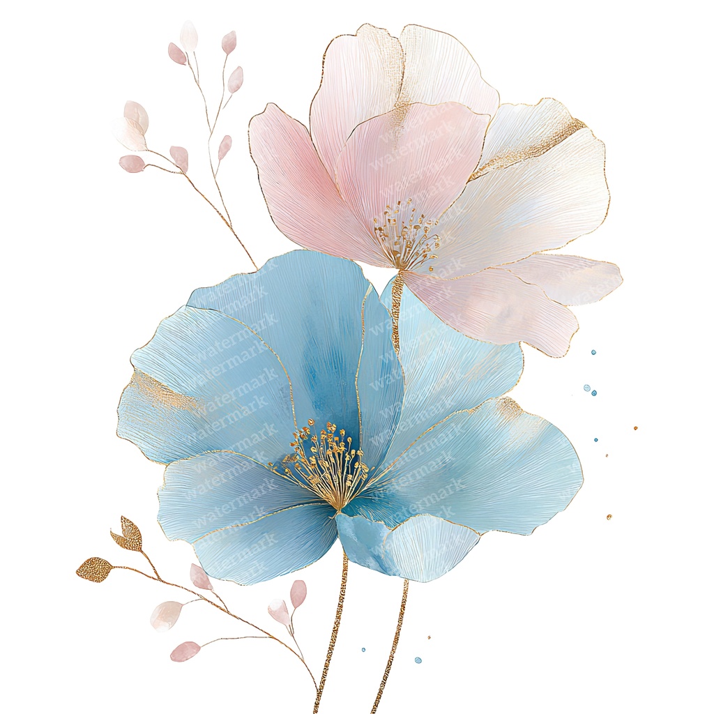 【商用利用可】フローラル水彩クリップアート20点セット|高解像度・透過PNG|花・ボタニカル素材|ペーパークラフト・ジャンクジャーナル素材