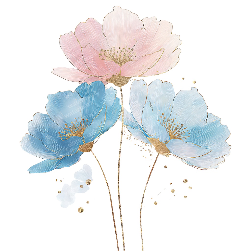 【商用利用可】フローラル水彩クリップアート20点セット|高解像度・透過PNG|花・ボタニカル素材|ペーパークラフト・ジャンクジャーナル素材