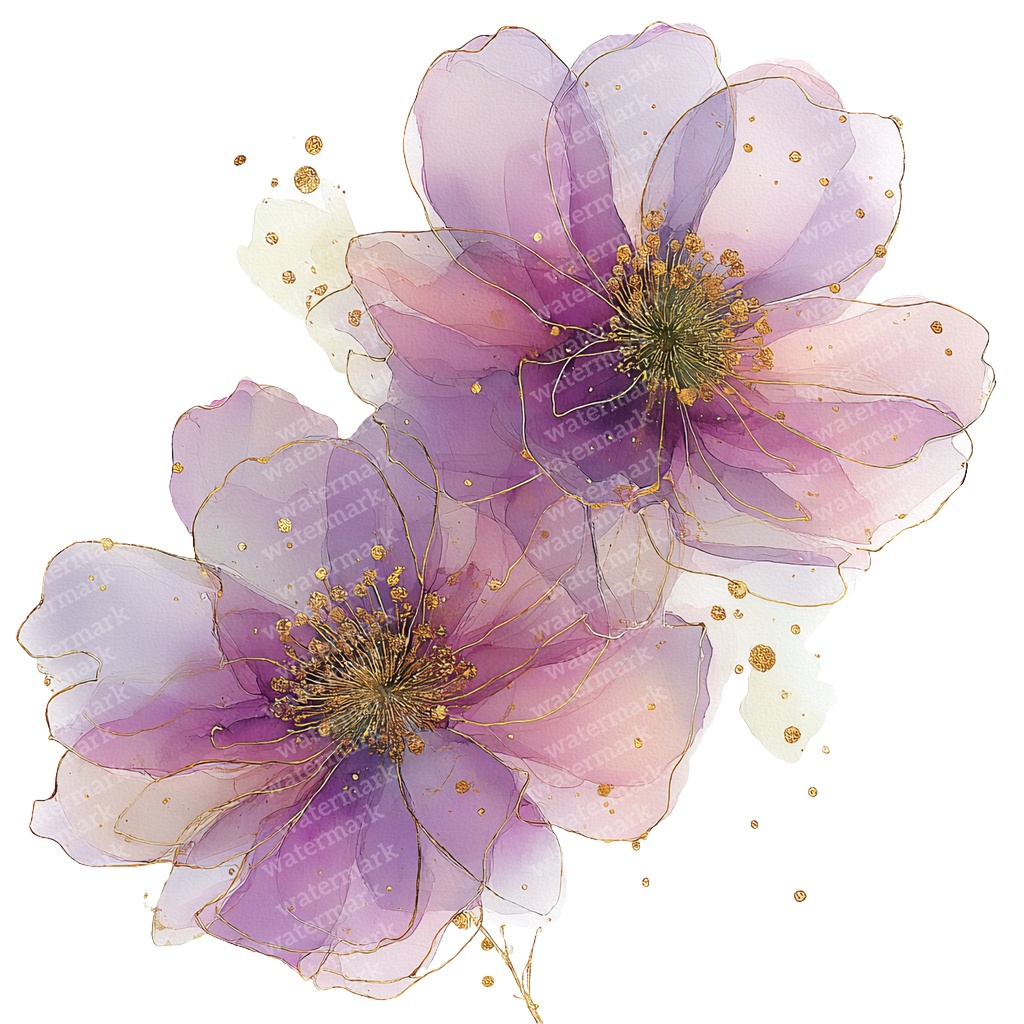 【商用利用可】フローラル水彩クリップアート20点セット|高解像度・透過PNG|花・ボタニカル素材|ペーパークラフト・ジャンクジャーナル素材
