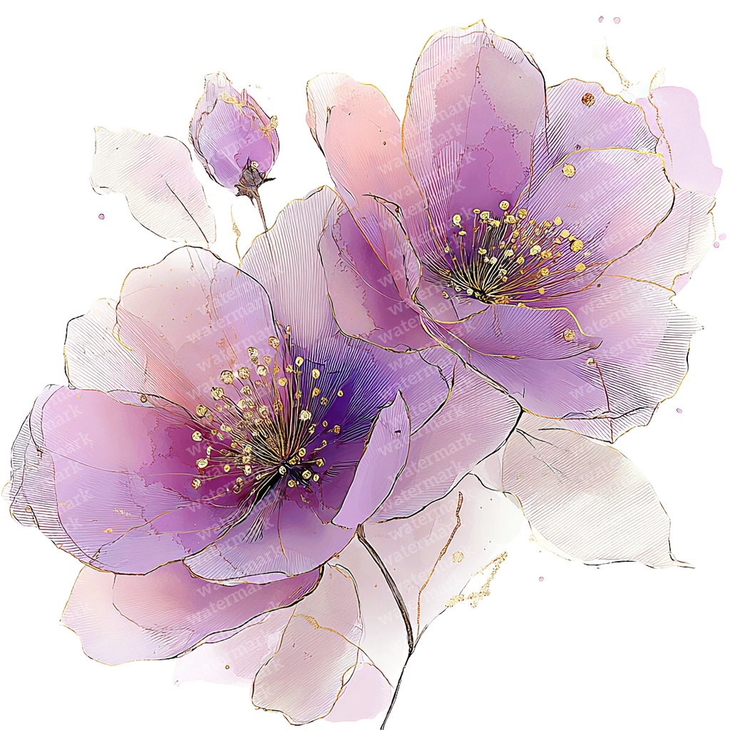 【商用利用可】フローラル水彩クリップアート20点セット|高解像度・透過PNG|花・ボタニカル素材|ペーパークラフト・ジャンクジャーナル素材