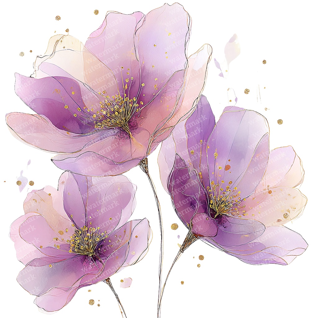 【商用利用可】フローラル水彩クリップアート20点セット|高解像度・透過PNG|花・ボタニカル素材|ペーパークラフト・ジャンクジャーナル素材