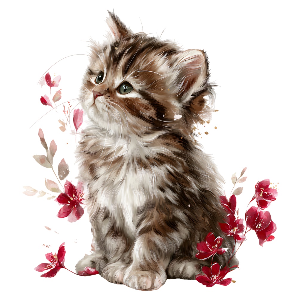 【商用利用可】遊ぶ子猫の水彩クリップアート20点セット|高解像度・透過PNG|猫・アニマル素材|ペーパークラフト・ジャンクジャーナル素材