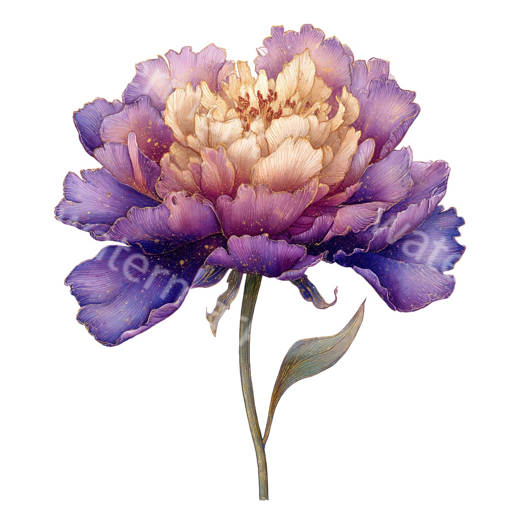 紫の花クリップアートPNG40点セット｜水彩フラワー素材・ボタニカルイラスト・ジャンクジャーナル・ペーパークラフト向け