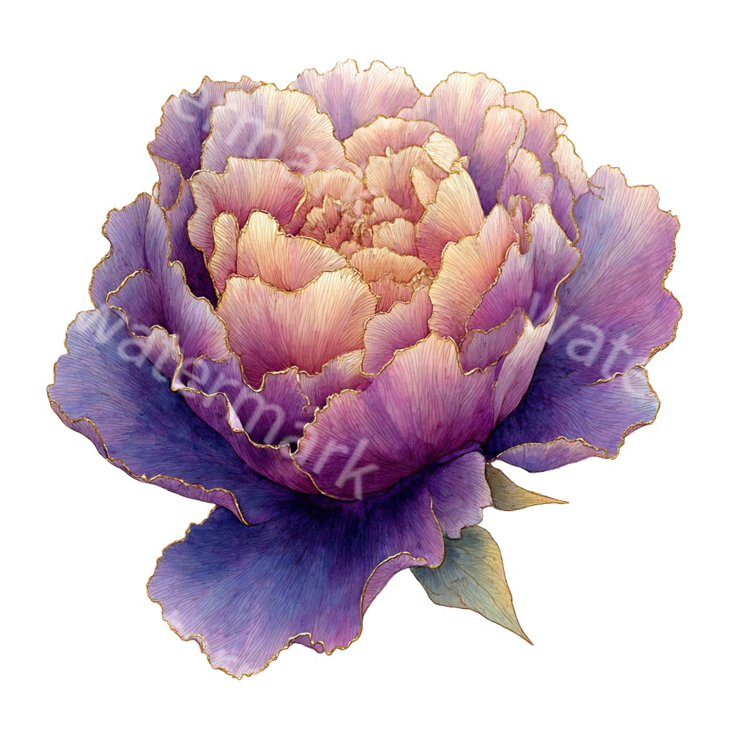 紫の花クリップアートPNG40点セット|水彩フラワー素材・ボタニカルイラスト・ジャンクジャーナル・ペーパークラフト向け