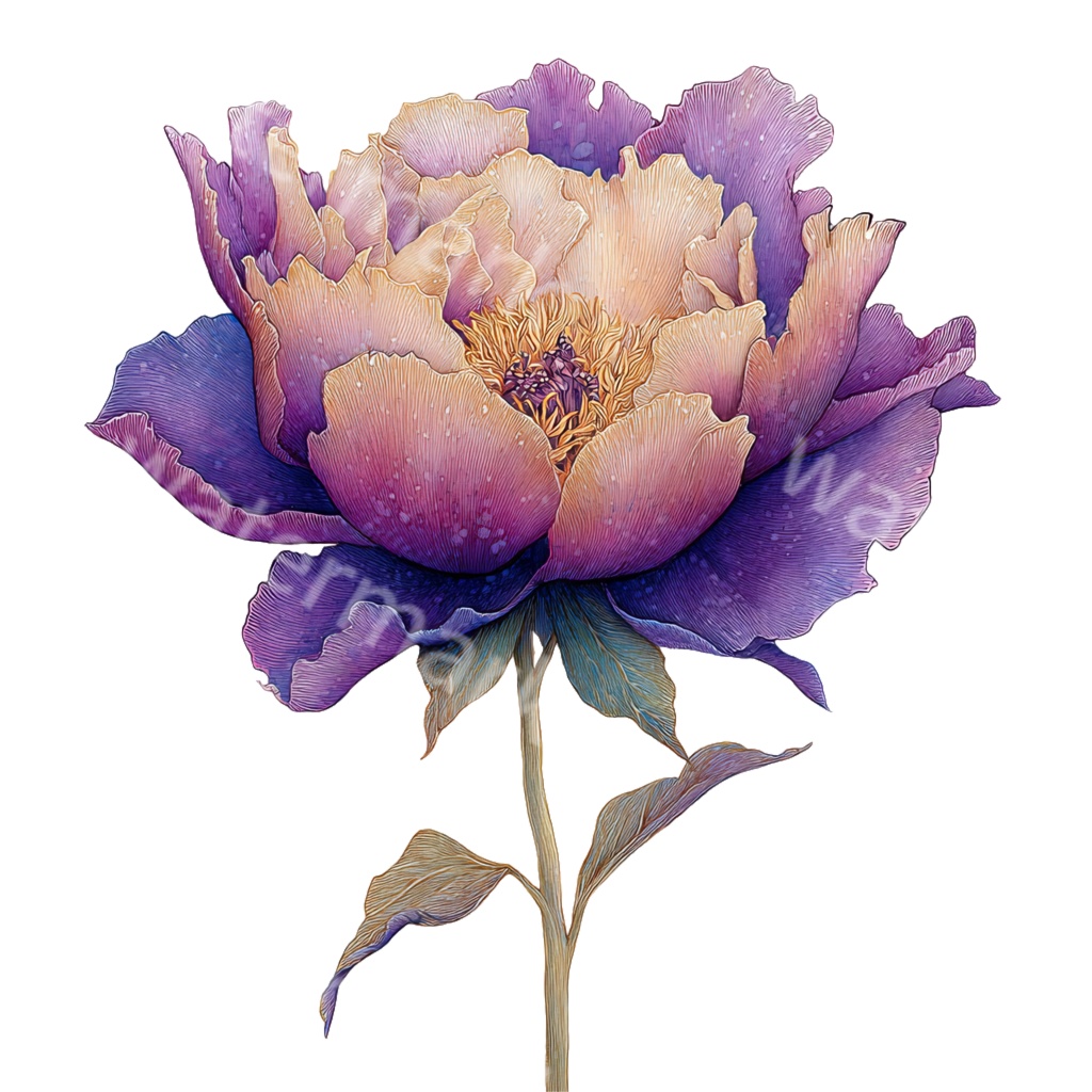 紫の花クリップアートPNG40点セット|水彩フラワー素材・ボタニカルイラスト・ジャンクジャーナル・ペーパークラフト向け