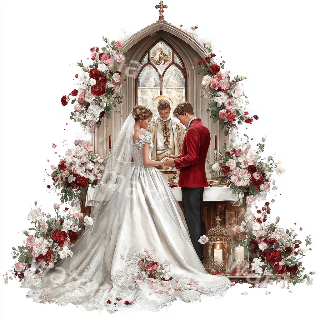 ウェディングクリップアートJPG35点セット|水彩ブライダル素材・結婚式イラスト・ジャンクジャーナル・ペーパークラフト向け