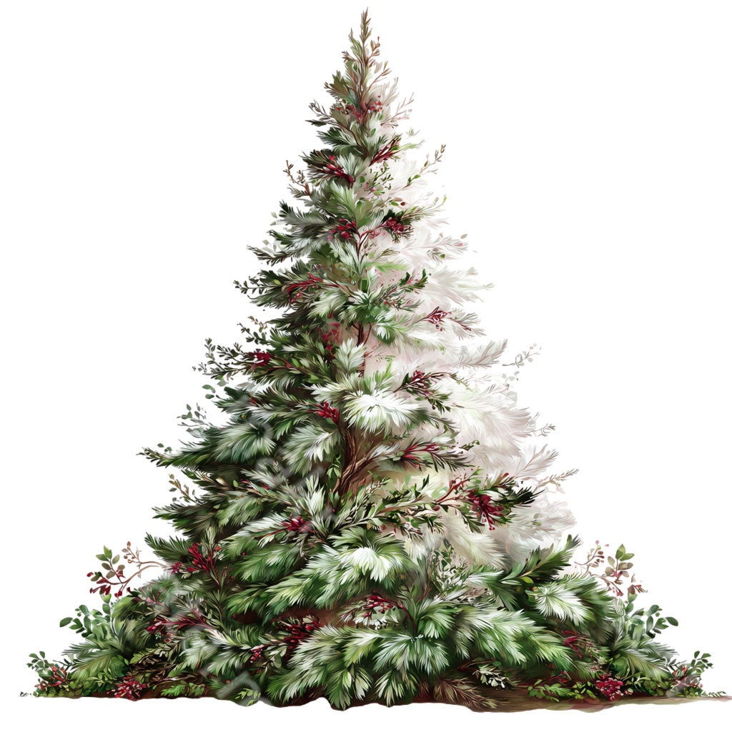 クリスマスツリークリップアートPNG37点セット|水彩ホリデーツリー素材・ジャンクジャーナル・ペーパークラフト向け