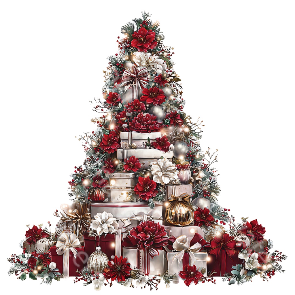 クリスマスツリークリップアートPNG37点セット|水彩ホリデーツリー素材・ジャンクジャーナル・ペーパークラフト向け