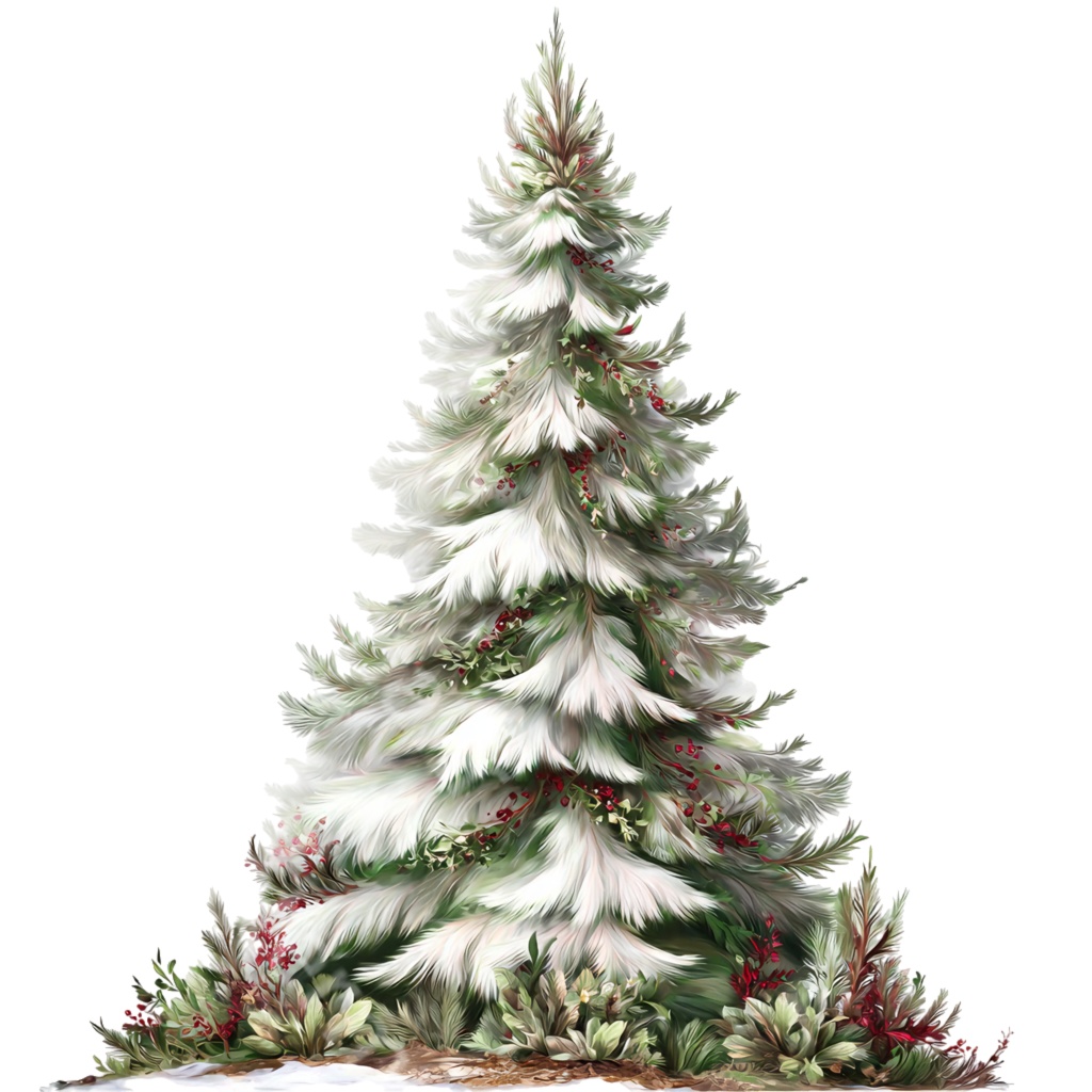クリスマスツリークリップアートPNG37点セット|水彩ホリデーツリー素材・ジャンクジャーナル・ペーパークラフト向け