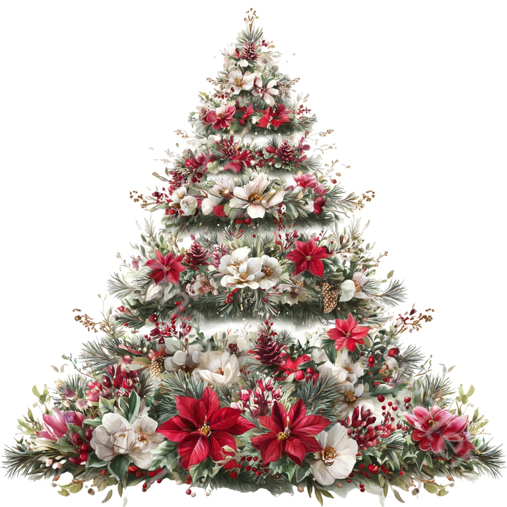 クリスマスツリークリップアートPNG37点セット|水彩ホリデーツリー素材・ジャンクジャーナル・ペーパークラフト向け