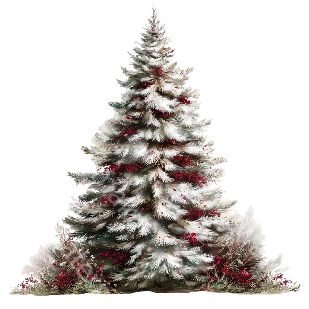 クリスマスツリークリップアートPNG37点セット|水彩ホリデーツリー素材・ジャンクジャーナル・ペーパークラフト向け