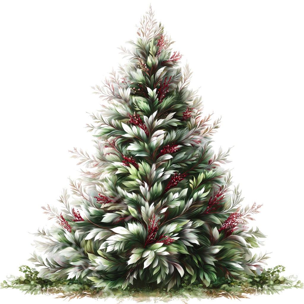 クリスマスツリークリップアートPNG37点セット|水彩ホリデーツリー素材・ジャンクジャーナル・ペーパークラフト向け