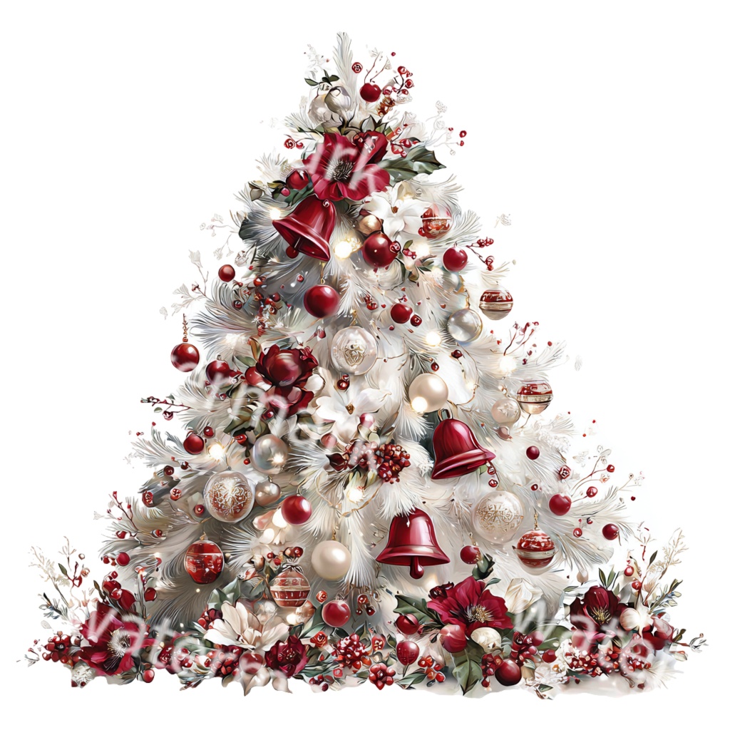 クリスマスツリークリップアートPNG37点セット|水彩ホリデーツリー素材・ジャンクジャーナル・ペーパークラフト向け