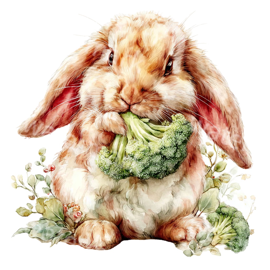 食べ物とうさぎのクリップアートPNG30点セット|水彩ラビット素材・可愛い動物イラスト・ジャンクジャーナル向け