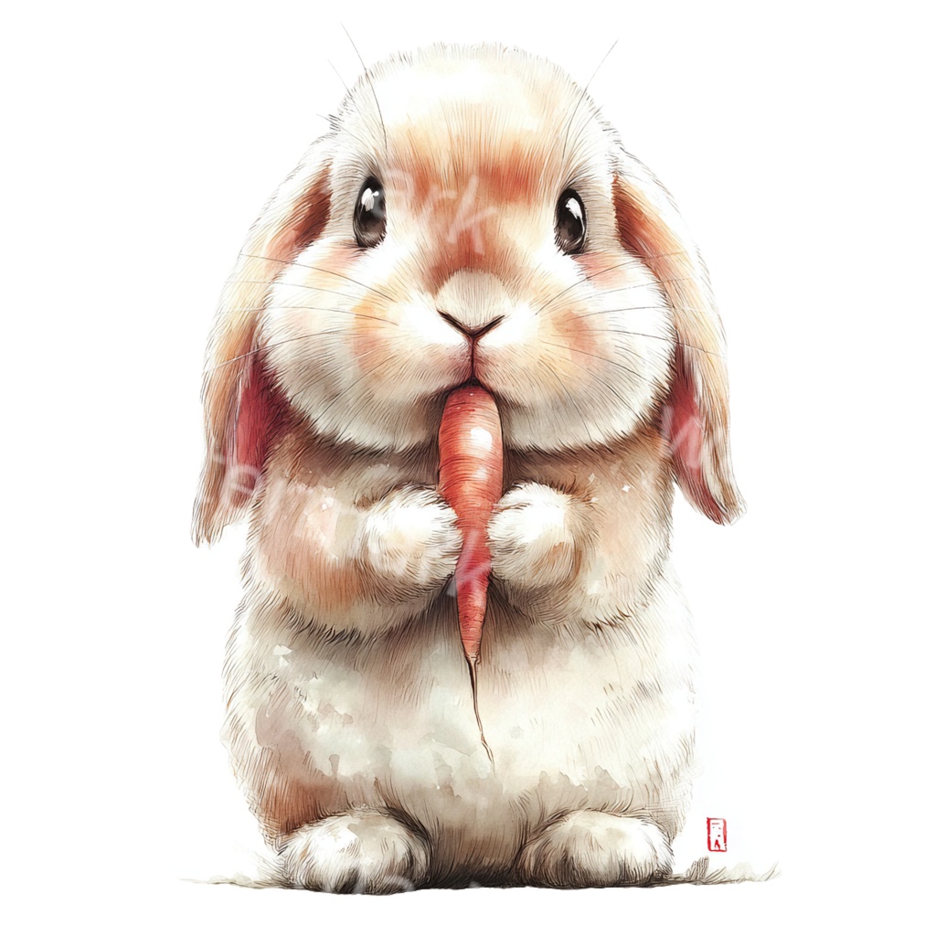 食べ物とうさぎのクリップアートPNG40点セット|水彩ラビット素材・可愛い動物イラスト・ジャンクジャーナル向け