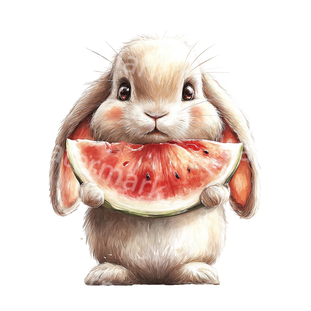 食べ物とうさぎのクリップアートPNG40点セット|水彩ラビット素材・可愛い動物イラスト・ジャンクジャーナル向け