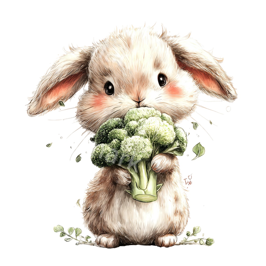 食べ物とうさぎのクリップアートPNG40点セット|水彩ラビット素材・可愛い動物イラスト・ジャンクジャーナル向け