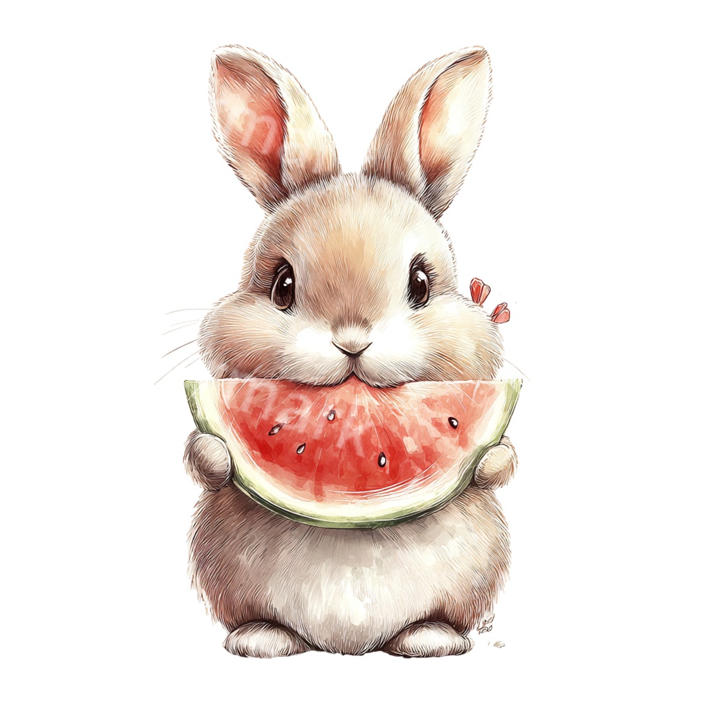 食べ物とうさぎのクリップアートPNG40点セット|水彩ラビット素材・可愛い動物イラスト・ジャンクジャーナル向け