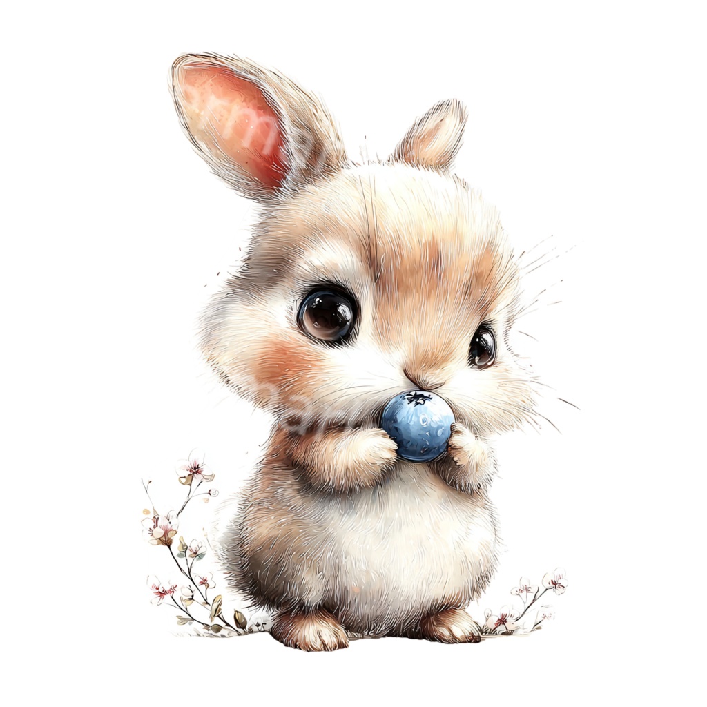 食べ物とうさぎのクリップアートPNG40点セット|水彩ラビット素材・可愛い動物イラスト・ジャンクジャーナル向け