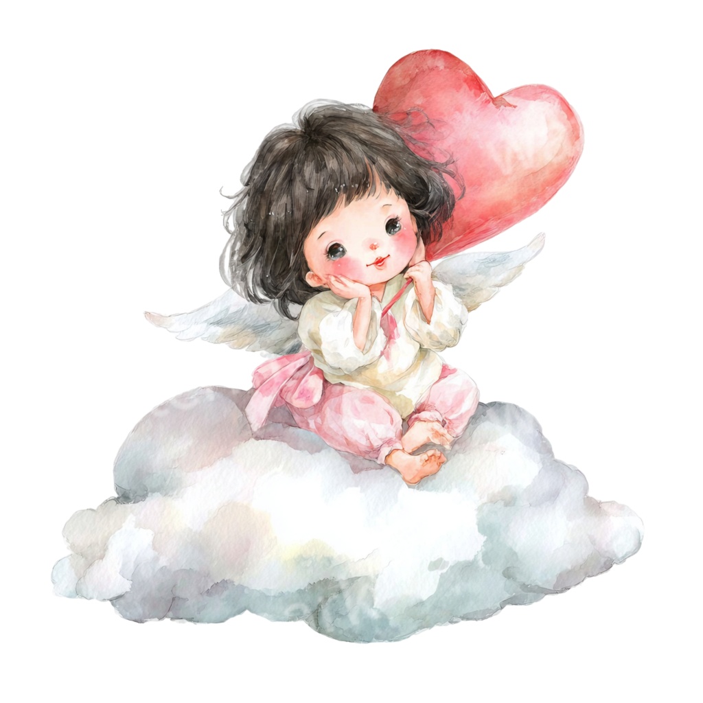 天使の子どもクリップアートPNG20点セット|水彩エンジェル素材・可愛い天使イラスト・ジャンクジャーナル向け