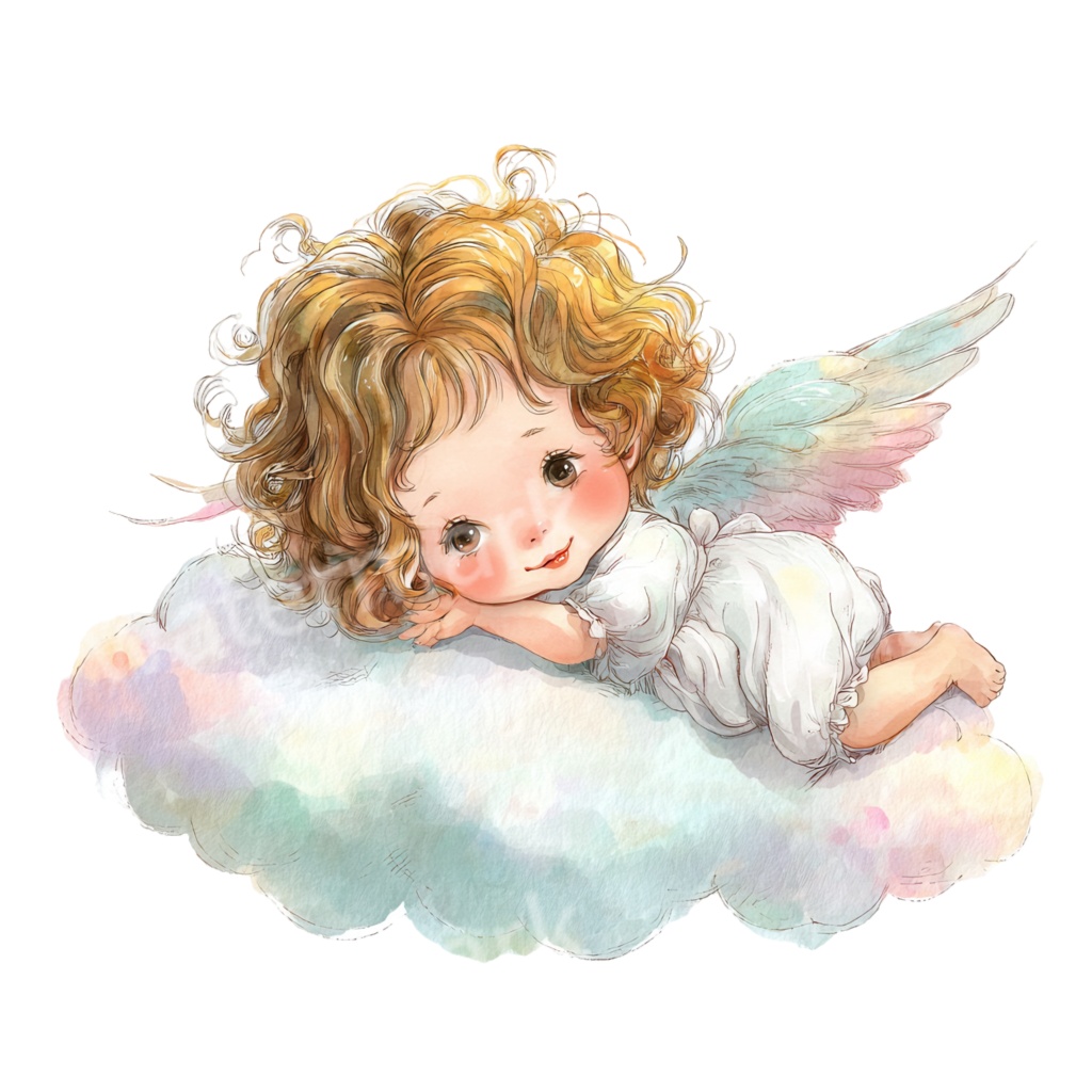 天使の子どもクリップアートPNG20点セット|水彩エンジェル素材・可愛い天使イラスト・ジャンクジャーナル向け