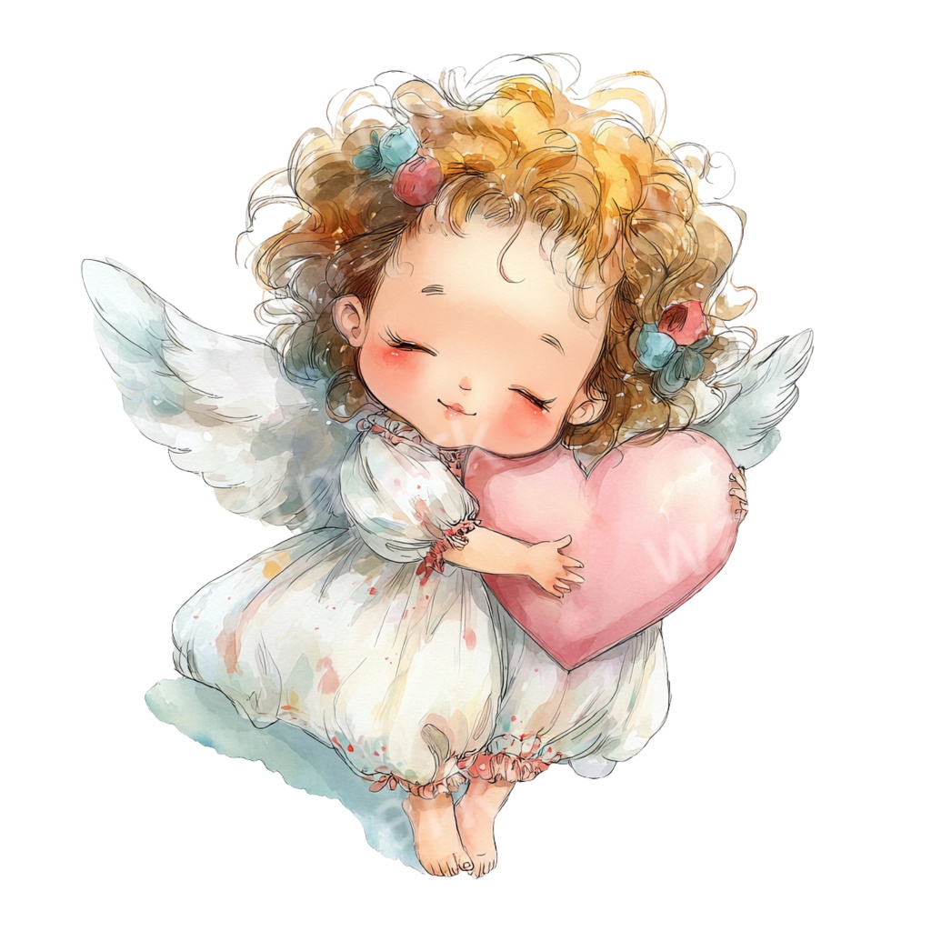 天使の子どもクリップアートPNG20点セット｜水彩エンジェル素材・可愛い天使イラスト・ジャンクジャーナル向け